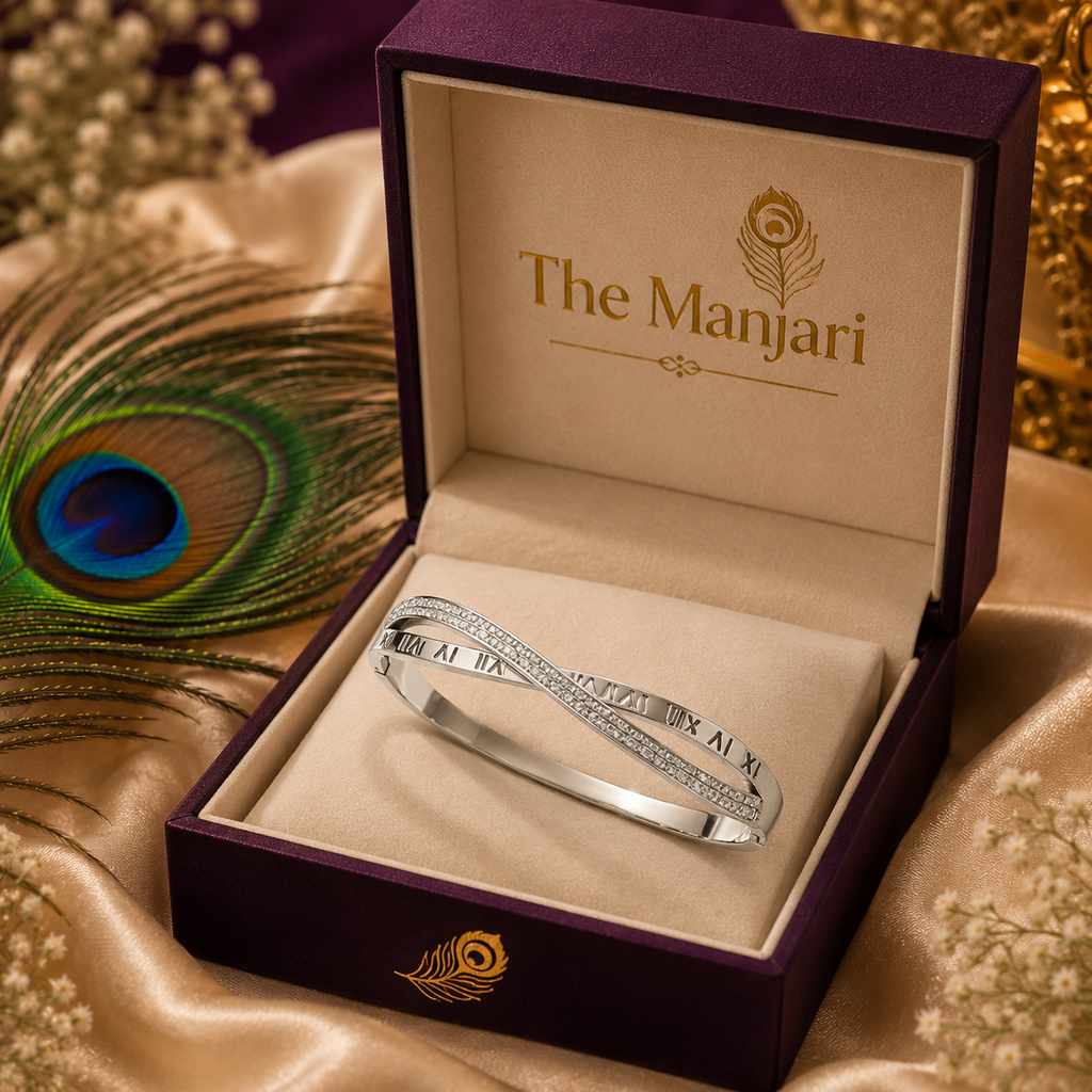 Roman Crystal Twist Bangle Bracelet – Waterproof Tarnish-Free Stainless Steel Cuff