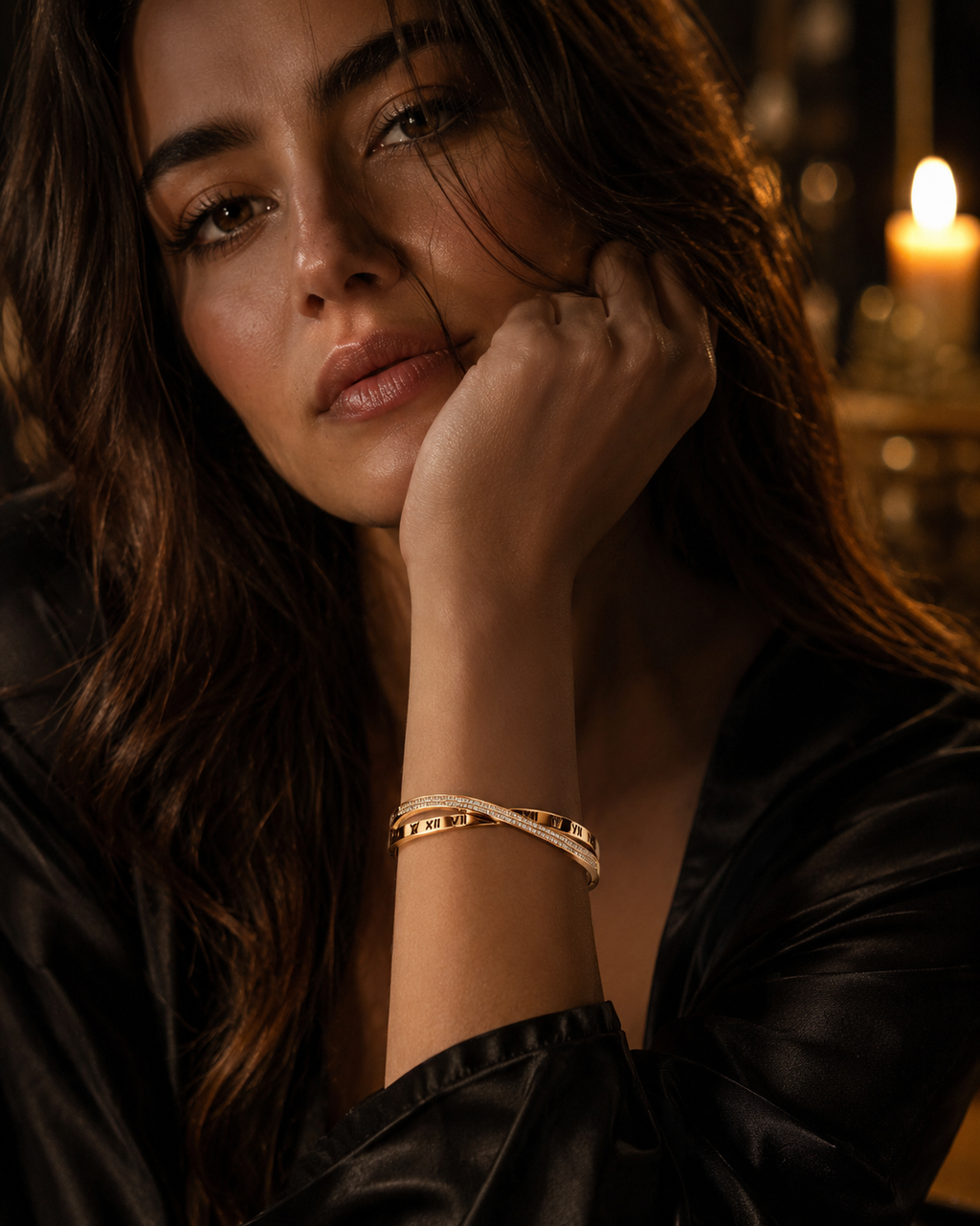 Roman Crystal Twist Bangle Bracelet – Waterproof Tarnish-Free Stainless Steel Cuff
