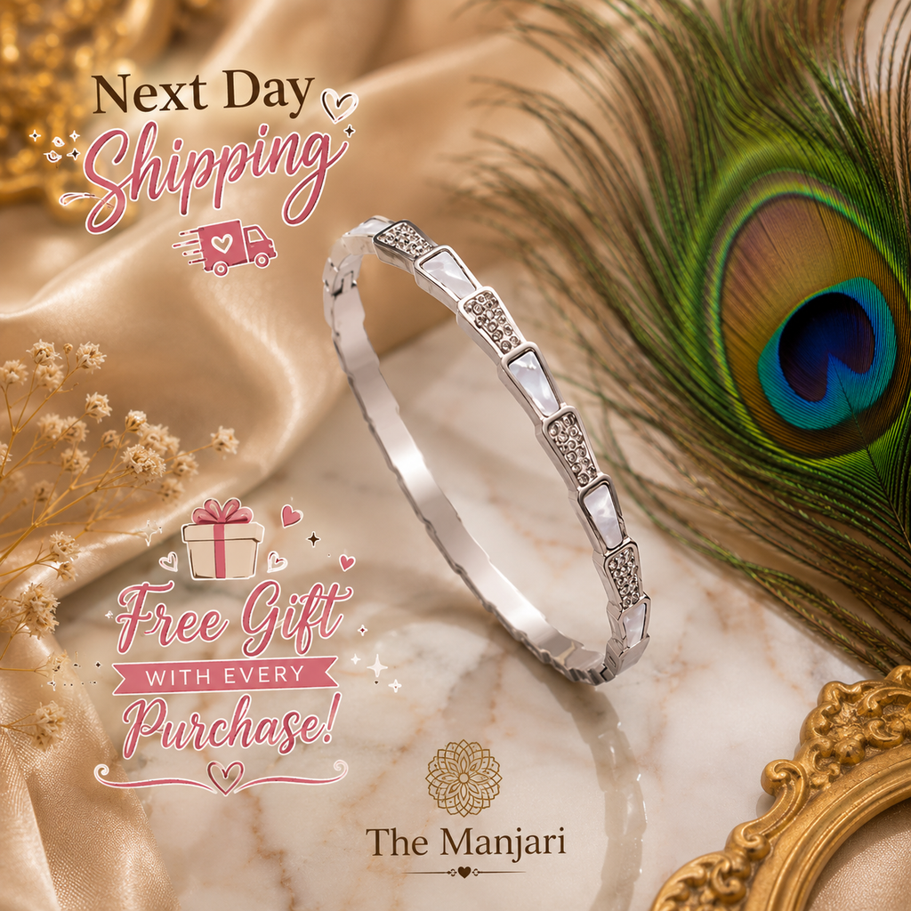 Geometric Crystal Bangle Bracelet – 18K Gold Plated Waterproof Tarnish-Free Stainless Steel Cuff (Gold & Silver)