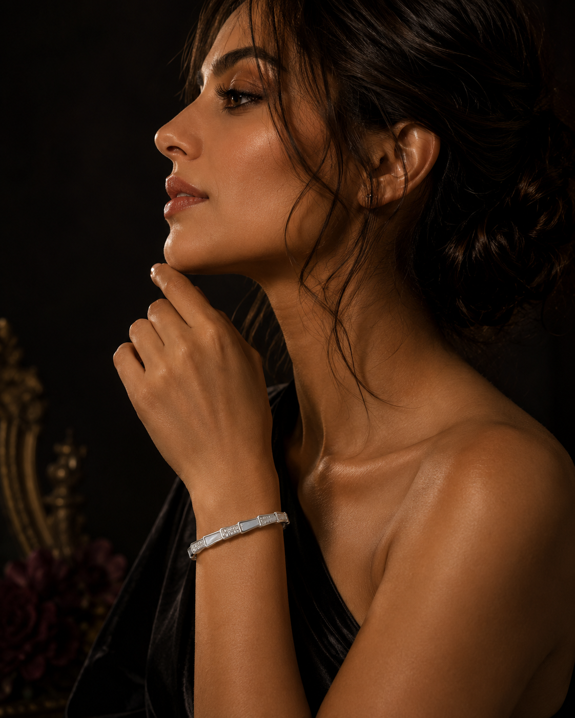 Geometric Crystal Bangle Bracelet – 18K Gold Plated Waterproof Tarnish-Free Stainless Steel Cuff (Gold & Silver)