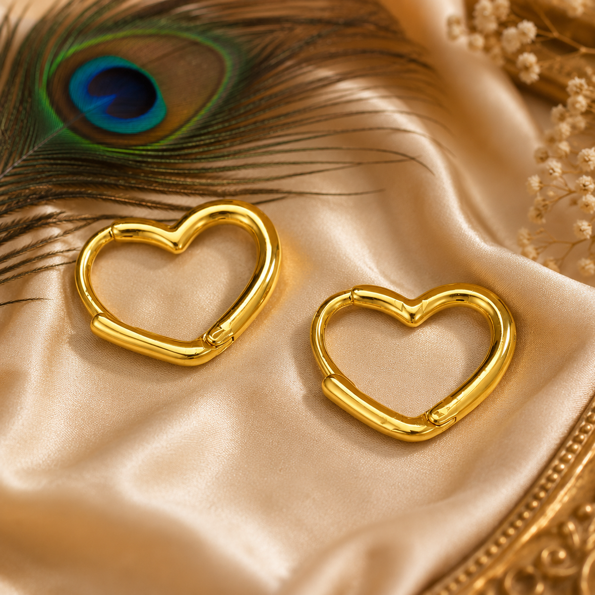 Heart Hoop Earrings for Women – Waterproof Gold Stainless Steel Heart Earrings, Tarnish-Free Lightweight Everyday Earrings Gift