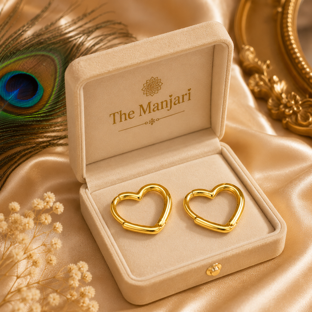 Heart Hoop Earrings for Women – Waterproof Gold Stainless Steel Heart Earrings, Tarnish-Free Lightweight Everyday Earrings Gift