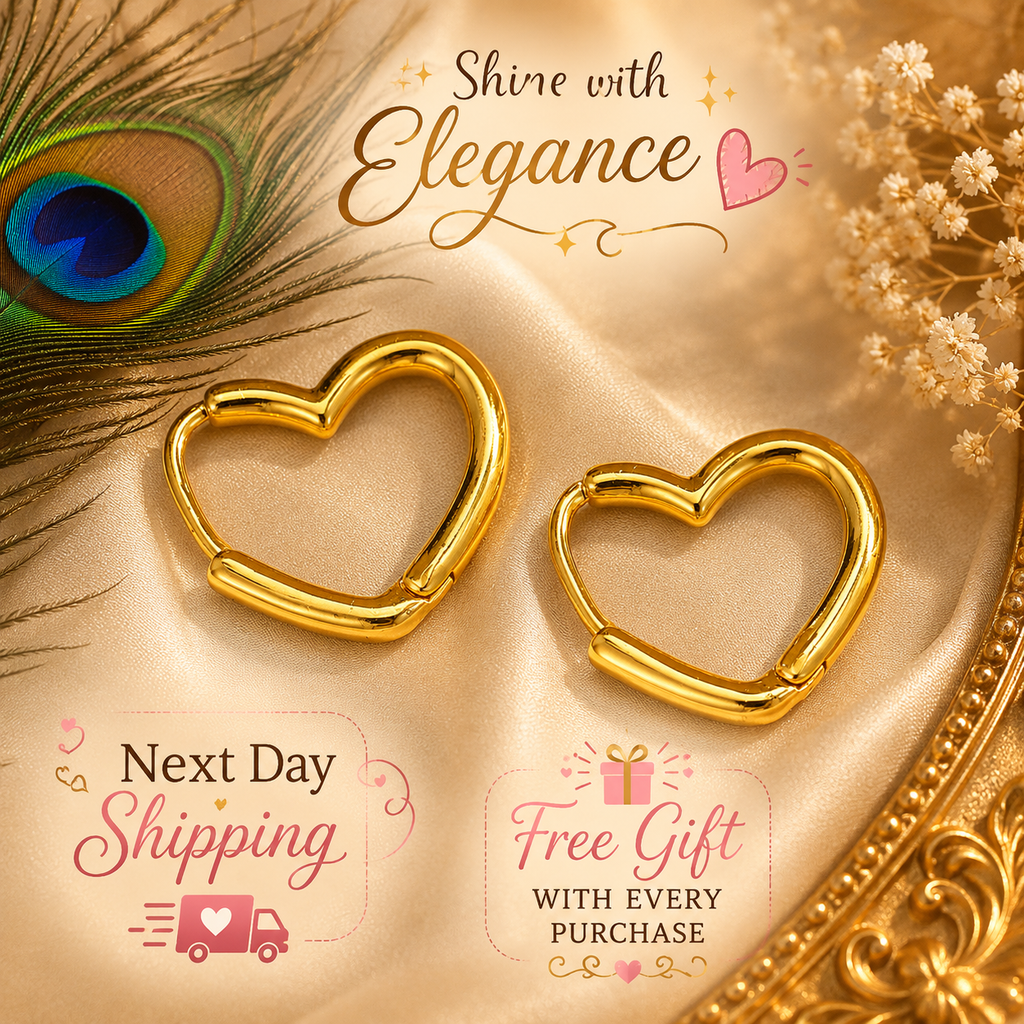 Heart Hoop Earrings for Women – Waterproof Gold Stainless Steel Heart Earrings, Tarnish-Free Lightweight Everyday Earrings Gift