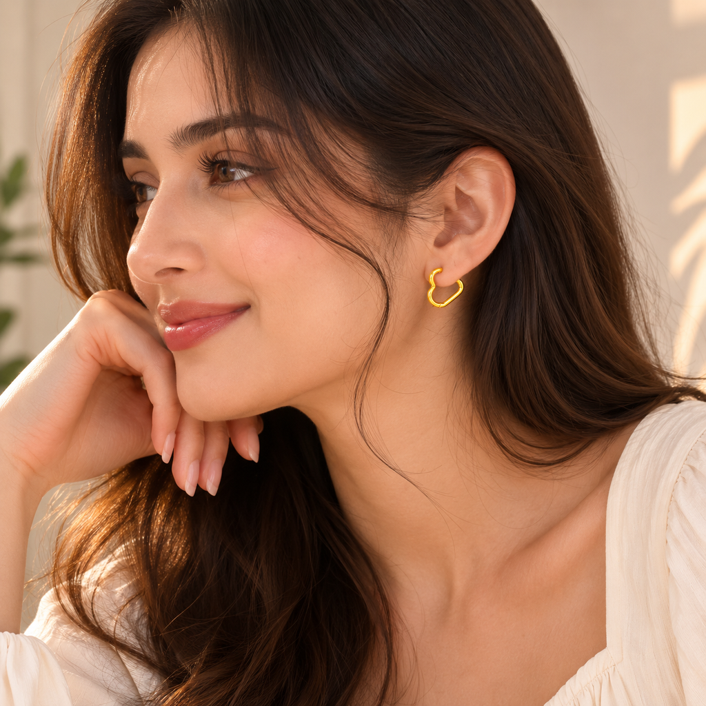 Heart Hoop Earrings for Women – Waterproof Gold Stainless Steel Heart Earrings, Tarnish-Free Lightweight Everyday Earrings Gift