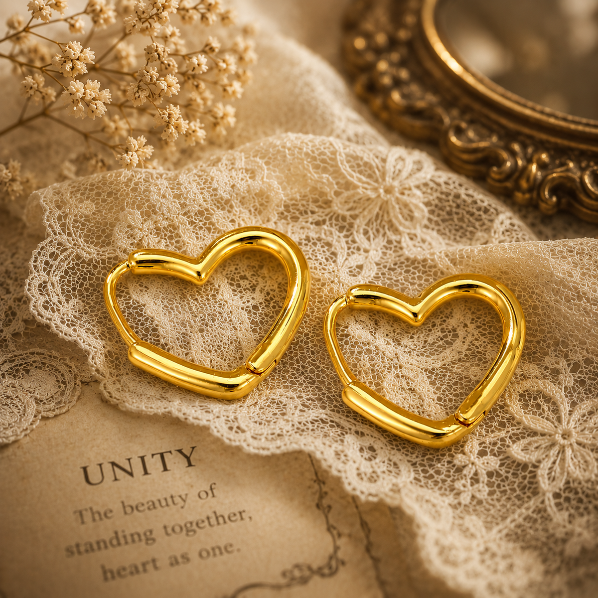 Heart Hoop Earrings for Women – Waterproof Gold Stainless Steel Heart Earrings, Tarnish-Free Lightweight Everyday Earrings Gift