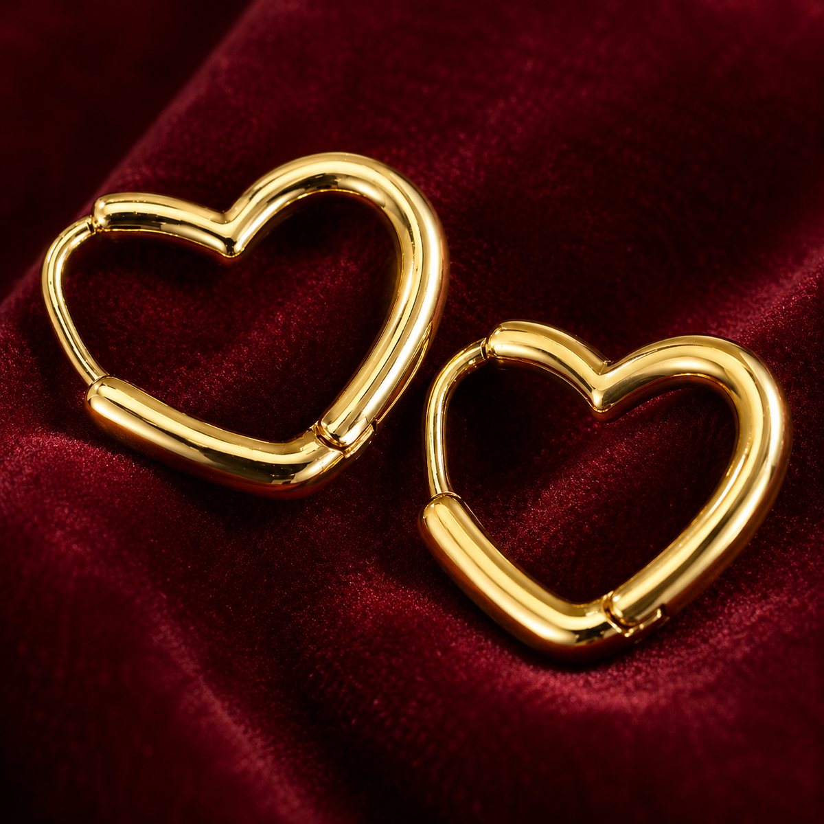 Heart Hoop Earrings for Women – Waterproof Gold Stainless Steel Heart Earrings, Tarnish-Free Lightweight Everyday Earrings Gift
