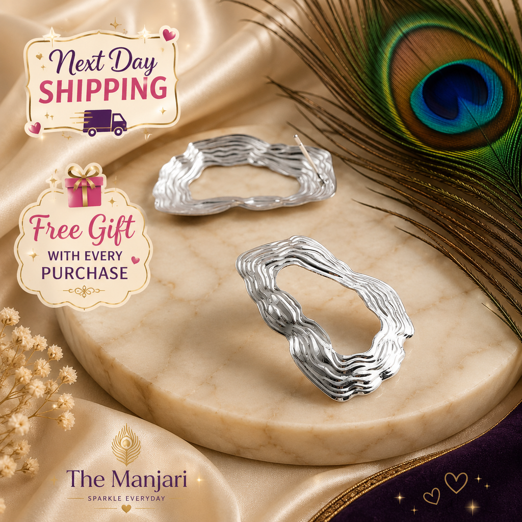 Organic Statement Earrings for Women – Gold & Silver Textured Geometric Earrings, Waterproof Tarnish-Free Stainless Steel Jewelry