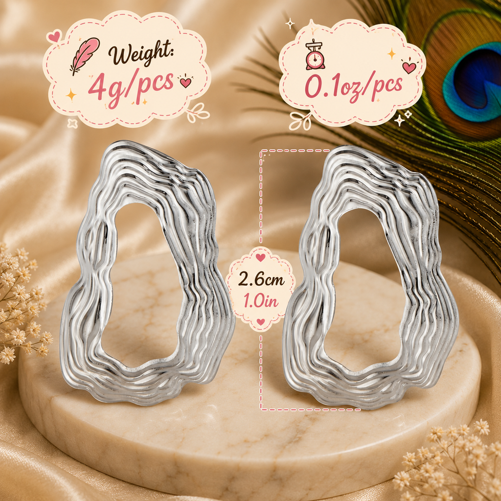 Organic Statement Earrings for Women – Gold & Silver Textured Geometric Earrings, Waterproof Tarnish-Free Stainless Steel Jewelry