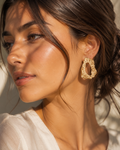 Organic Statement Earrings for Women – Gold & Silver Textured Geometric Earrings, Waterproof Tarnish-Free Stainless Steel Jewelry