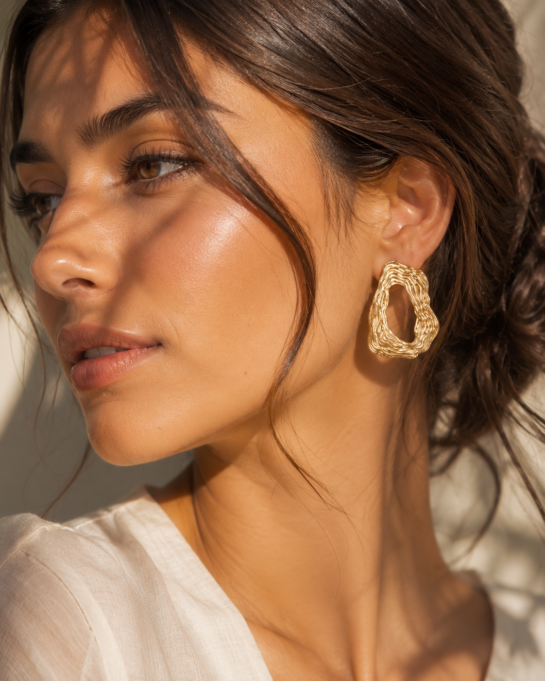 Organic Statement Earrings for Women – Gold & Silver Textured Geometric Earrings, Waterproof Tarnish-Free Stainless Steel Jewelry