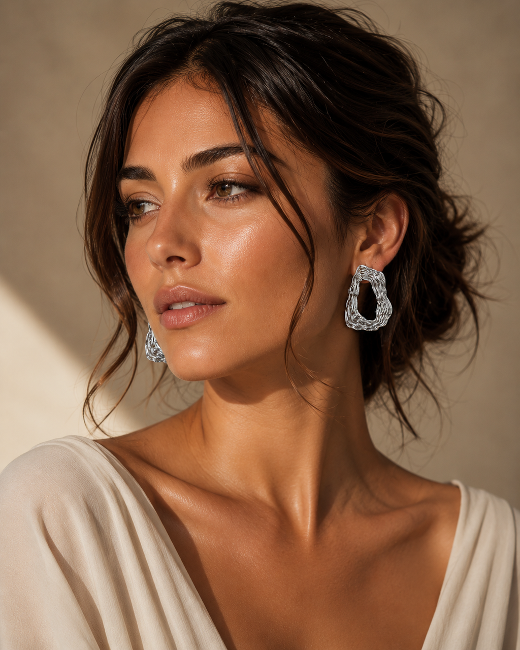 Organic Statement Earrings for Women – Gold & Silver Textured Geometric Earrings, Waterproof Tarnish-Free Stainless Steel Jewelry