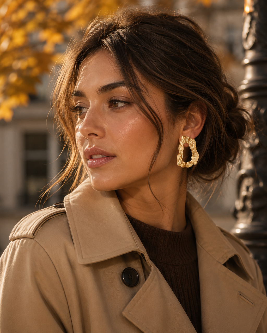 Organic Statement Earrings for Women – Gold & Silver Textured Geometric Earrings, Waterproof Tarnish-Free Stainless Steel Jewelry