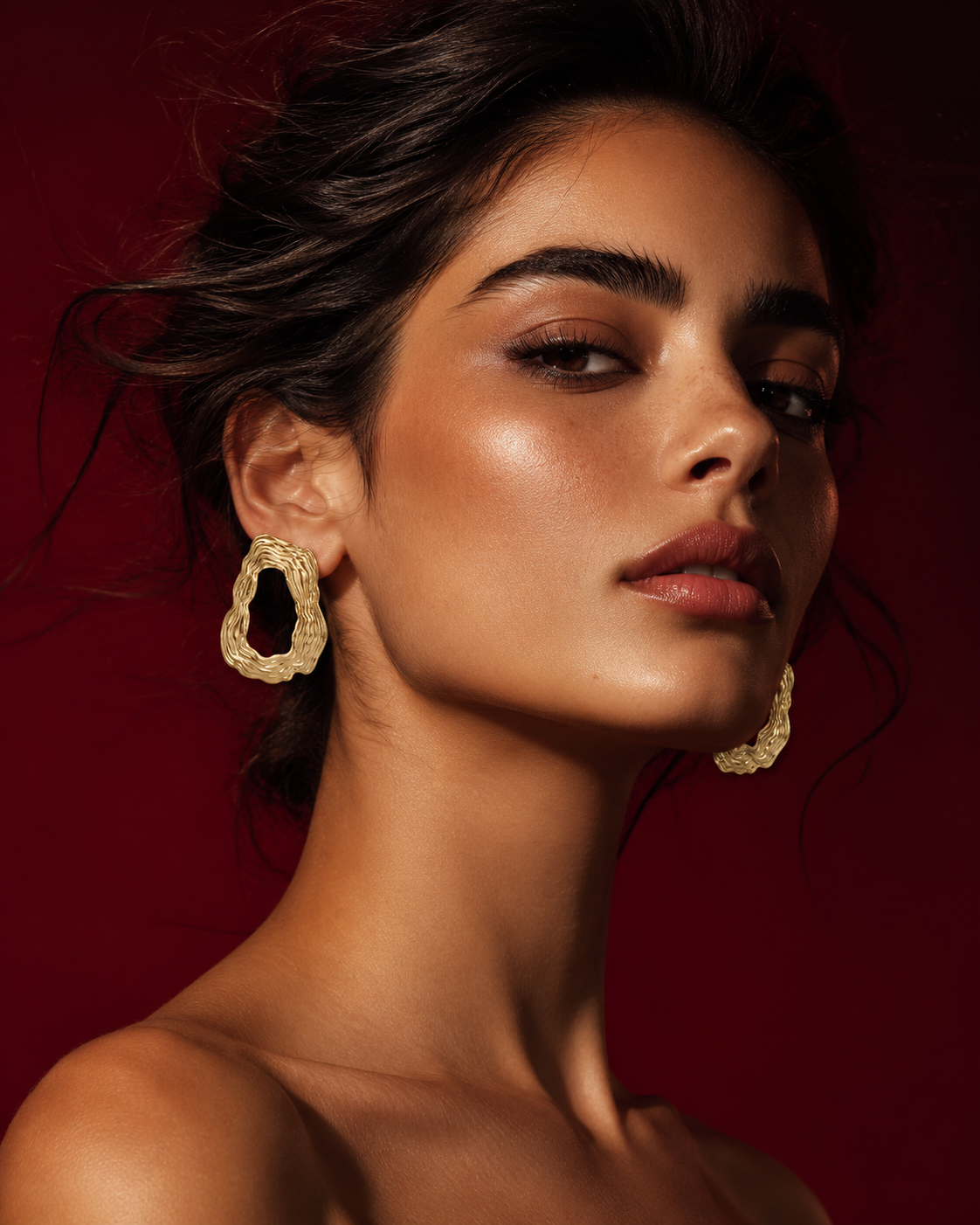 Organic Statement Earrings for Women – Gold & Silver Textured Geometric Earrings, Waterproof Tarnish-Free Stainless Steel Jewelry