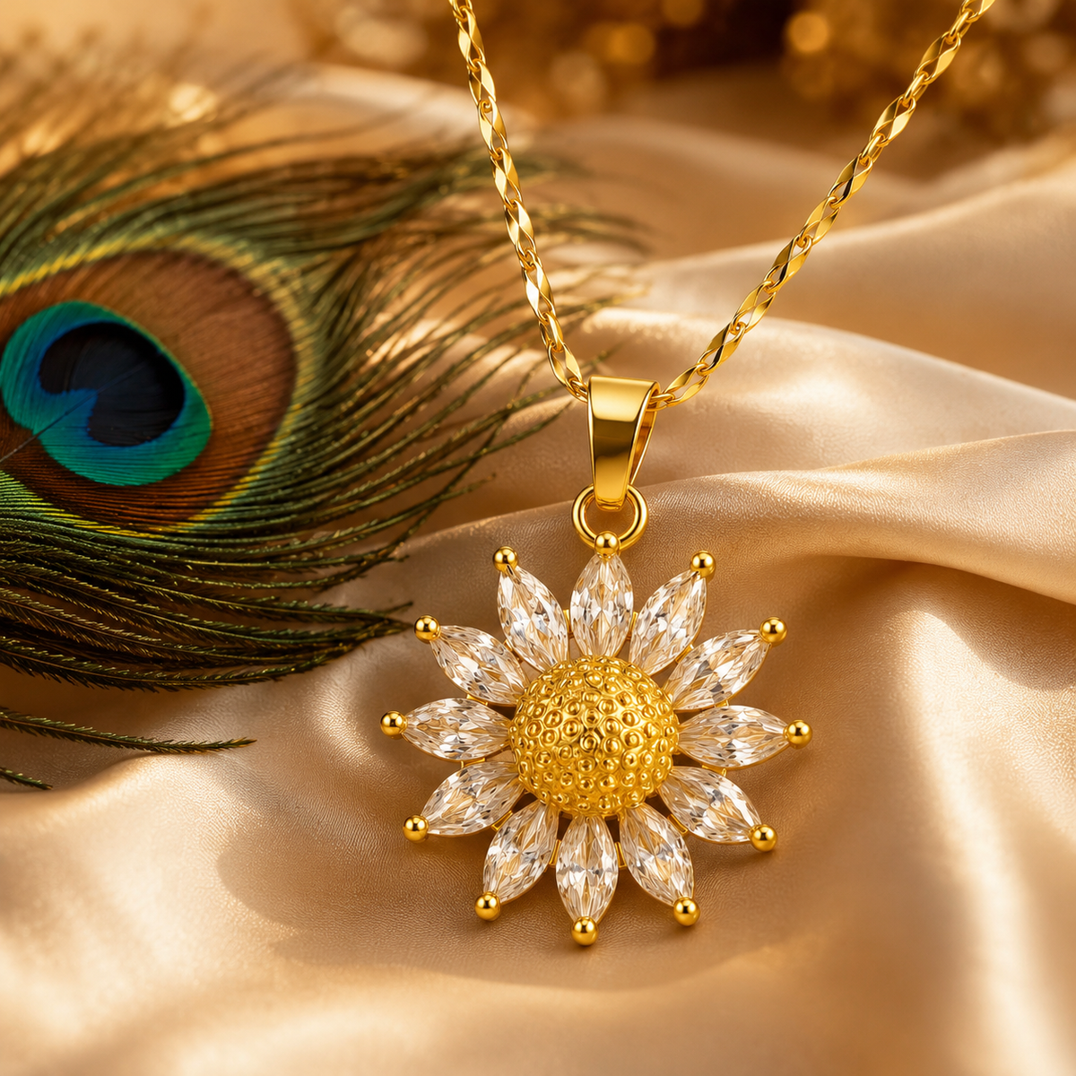 Daisy Bloom Pendant Necklace – 18K Gold Plated Floral Necklace for Women | Waterproof & Tarnish Resistant