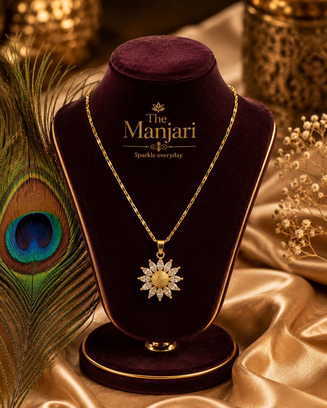 Daisy Bloom Pendant Necklace – 18K Gold Plated Floral Necklace for Women | Waterproof & Tarnish Resistant