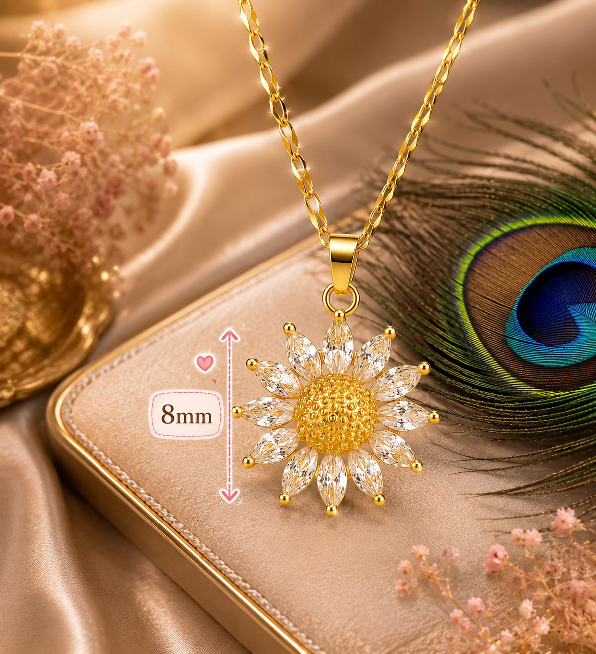 Daisy Bloom Pendant Necklace – 18K Gold Plated Floral Necklace for Women | Waterproof & Tarnish Resistant
