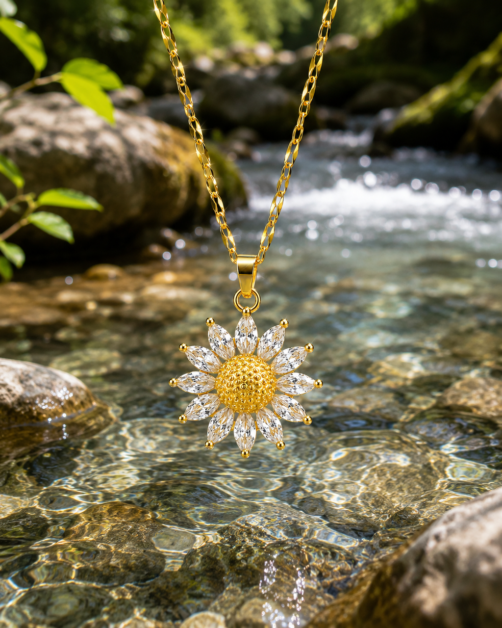 Daisy Bloom Pendant Necklace – 18K Gold Plated Floral Necklace for Women | Waterproof & Tarnish Resistant