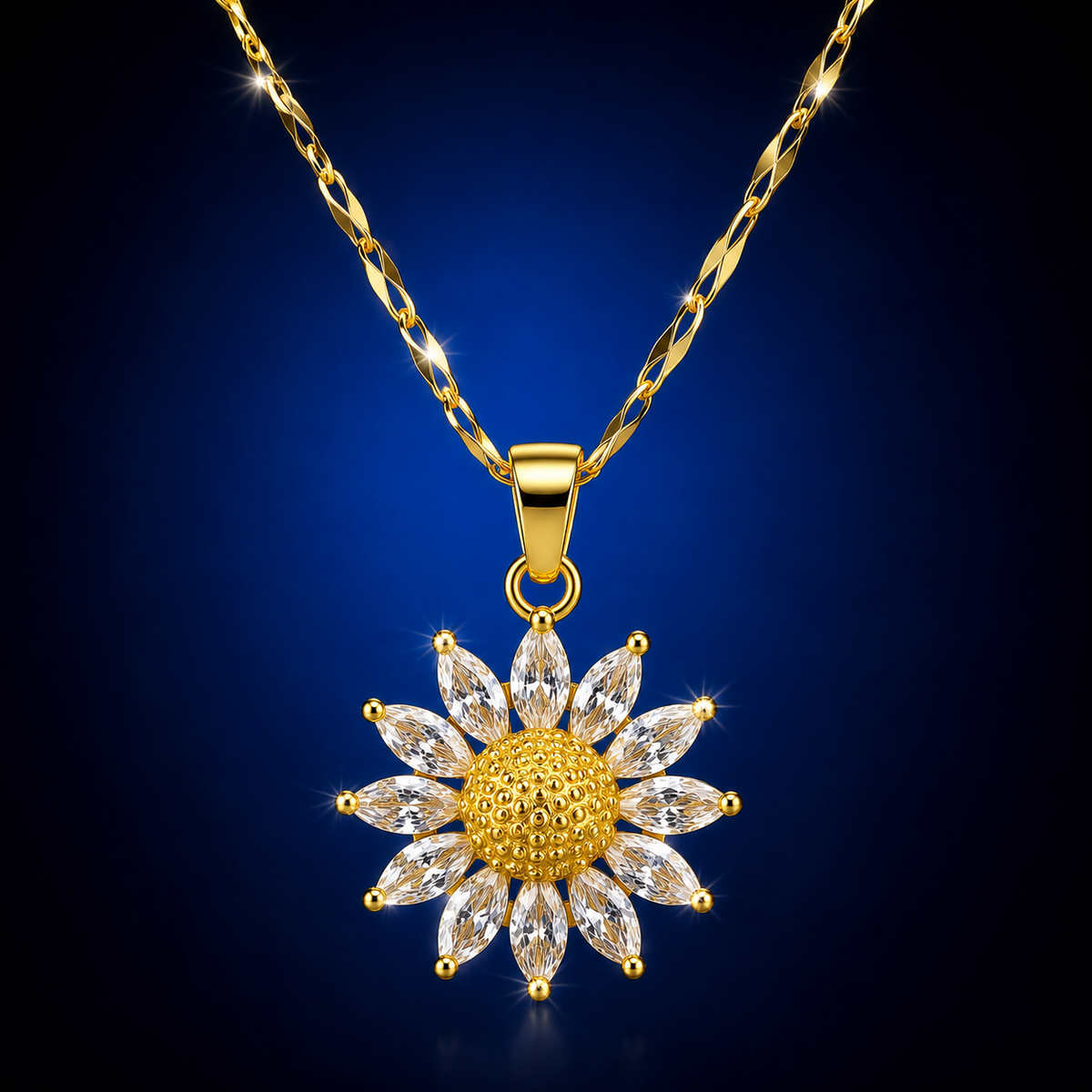 Daisy Bloom Pendant Necklace – 18K Gold Plated Floral Necklace for Women | Waterproof & Tarnish Resistant
