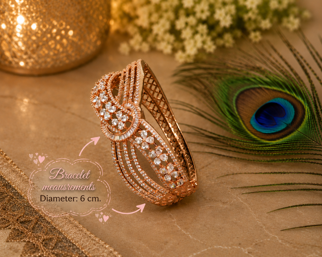 Rose Gold Crystal Bangle Bracelet for Women | Luxury CZ Statement Bracelet