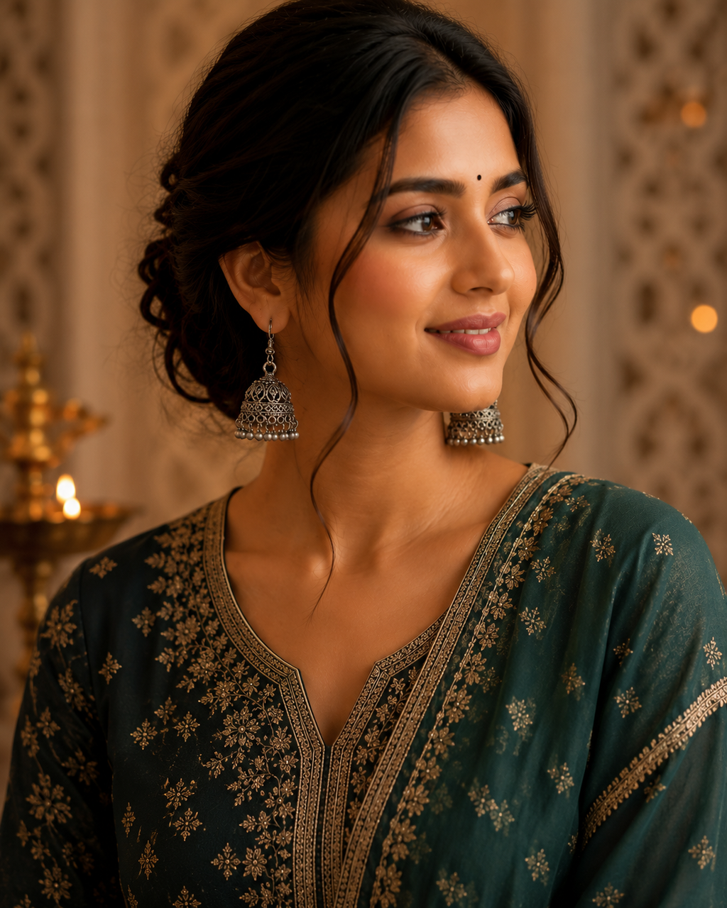 Classic Oxidised Silver Jhumki Earrings