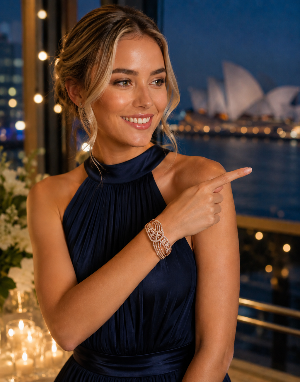 Rose Gold Crystal Bangle Bracelet for Women | Luxury CZ Statement Bracelet