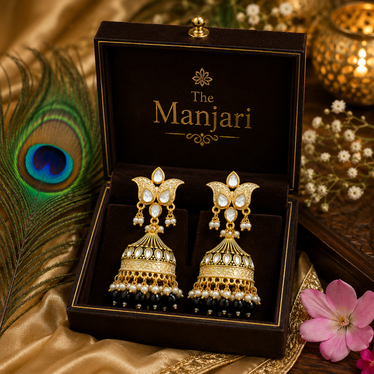 Kundan Jhumka Earrings for Women | Pearl Drop Ethnic Earrings