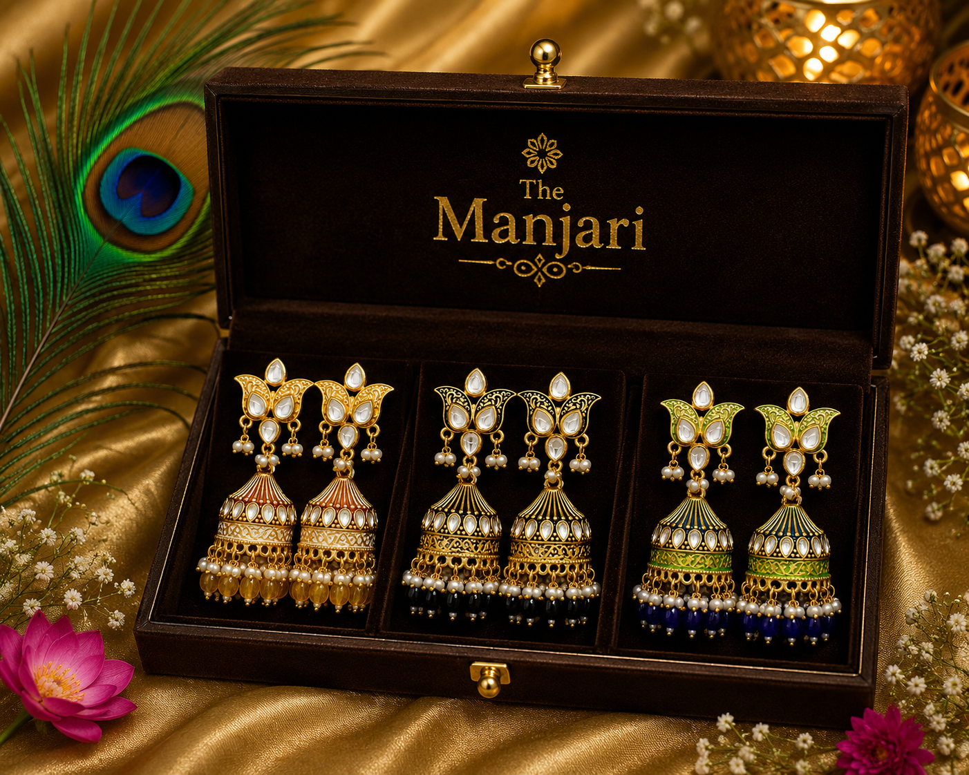 Kundan Jhumka Earrings for Women | Pearl Drop Ethnic Earrings