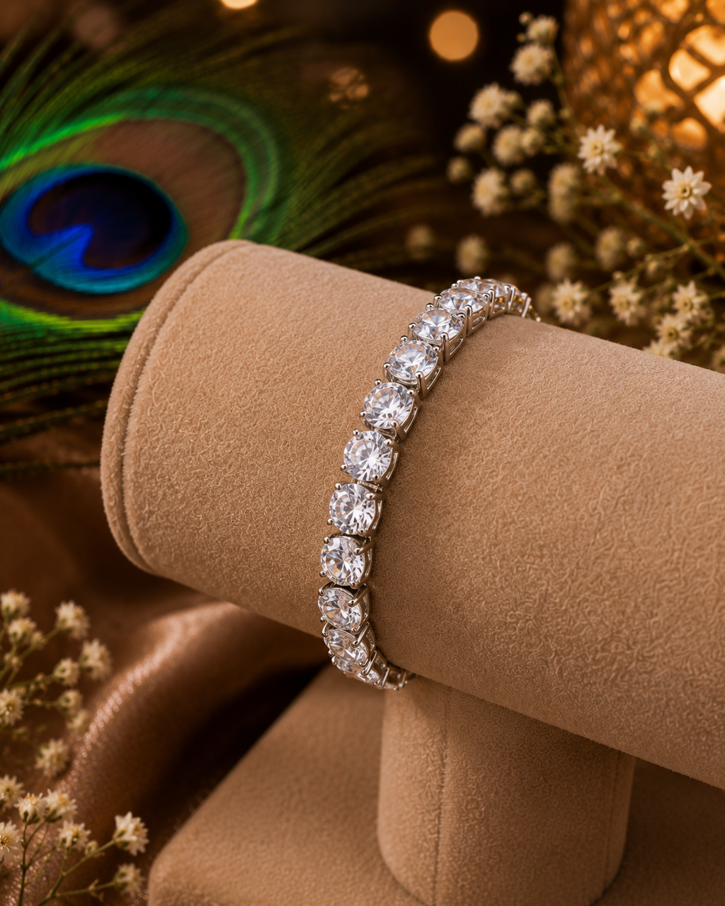 Luxury Crystal Tennis Bracelet for Women | Adjustable Silver CZ Bracelet | Celeste Crystal Tennis Bracelet