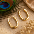 Oval Hoop Earrings for Women – Gold & Silver Waterproof Stainless Steel Hoop Earrings, Tarnish-Free Lightweight Everyday Jewelry