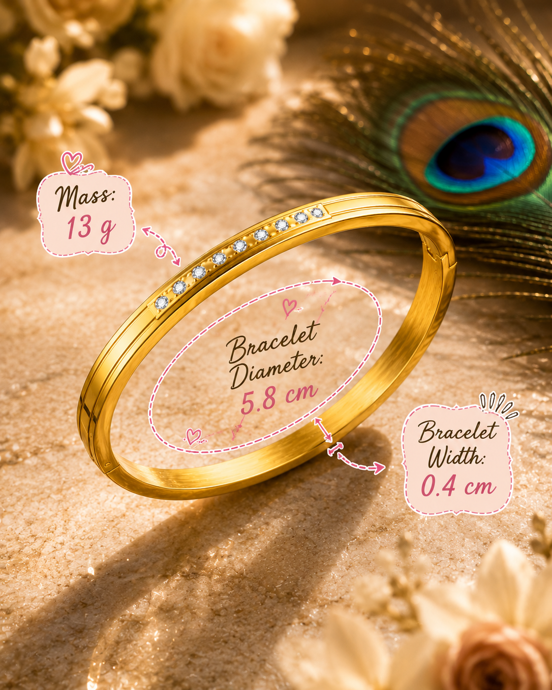 Minimal Gold Bangle Bracelet, Anti-tarnish, Waterproof, gift for her