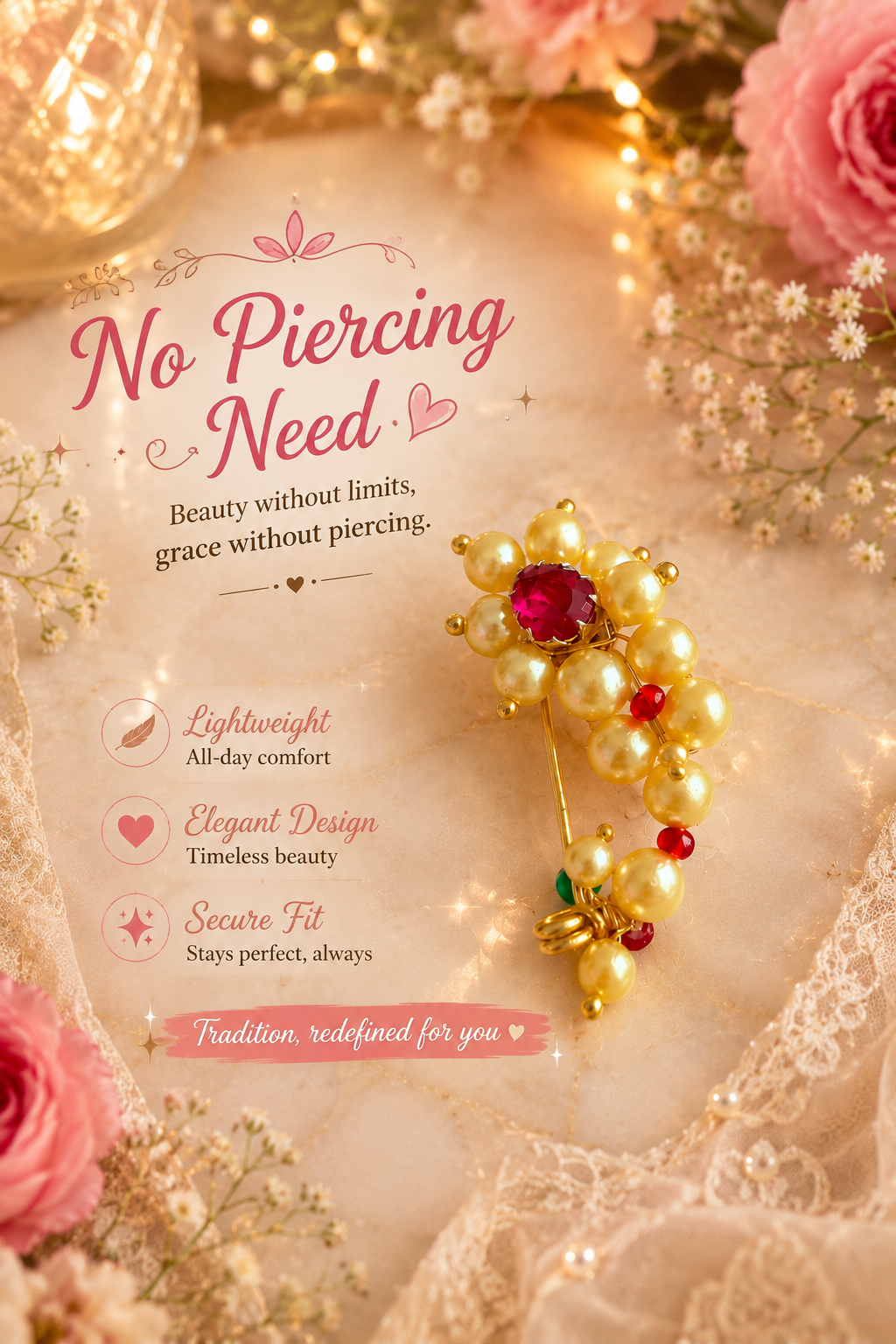 Pearl Maharashtrian Clip-on Nath