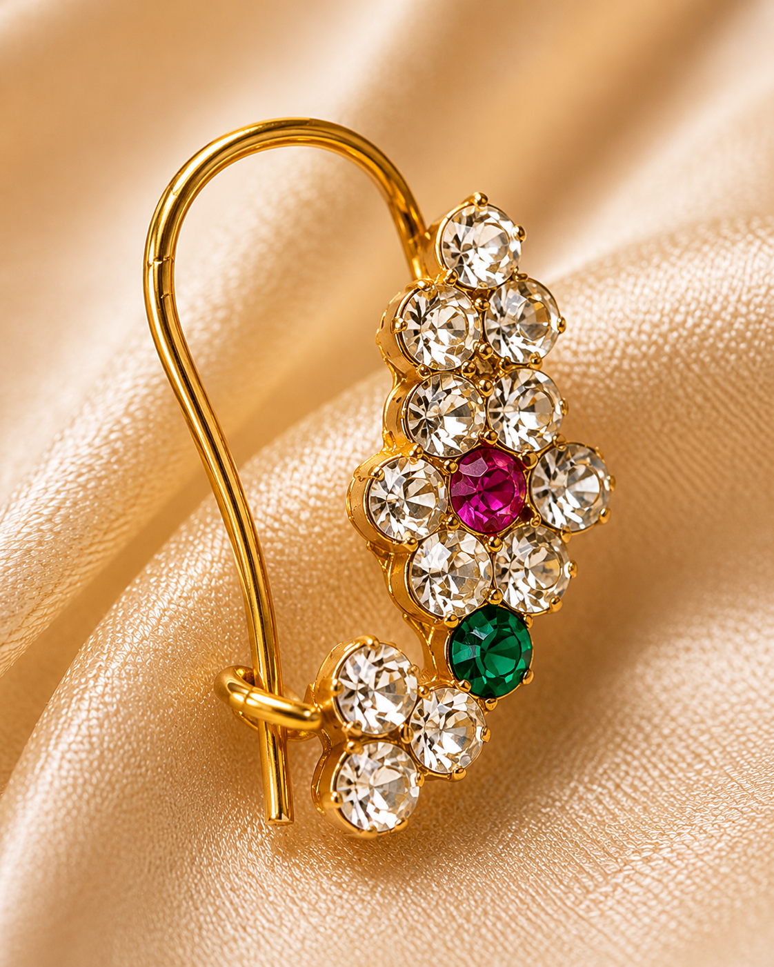 Gold Tone Nath with Crystal Stones