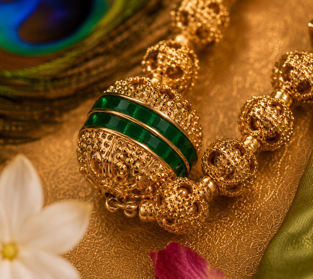 Traditional Green Beaded Necklace Set with Matching Earrings