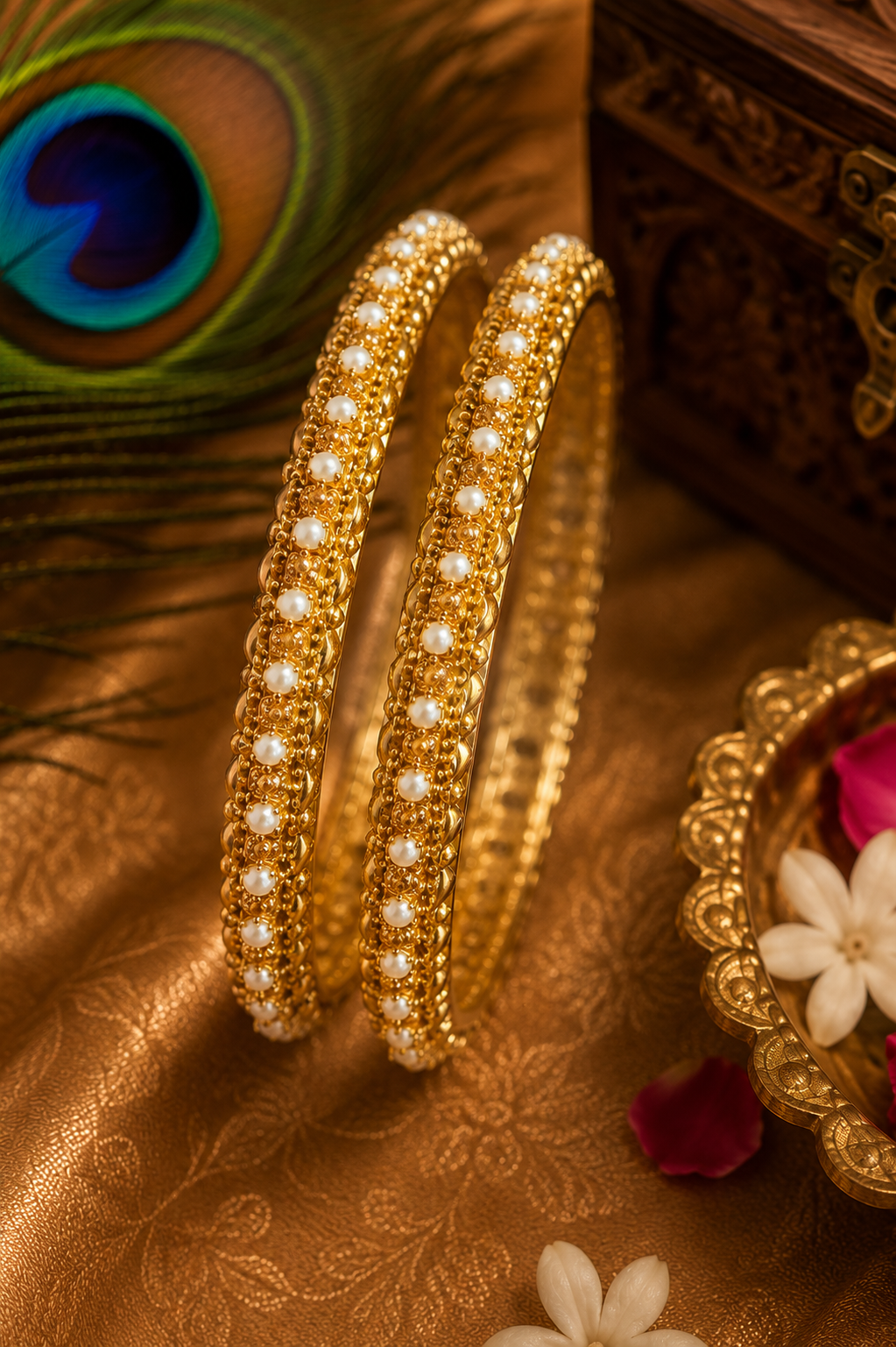 Pearl Gold Traditional Bangles