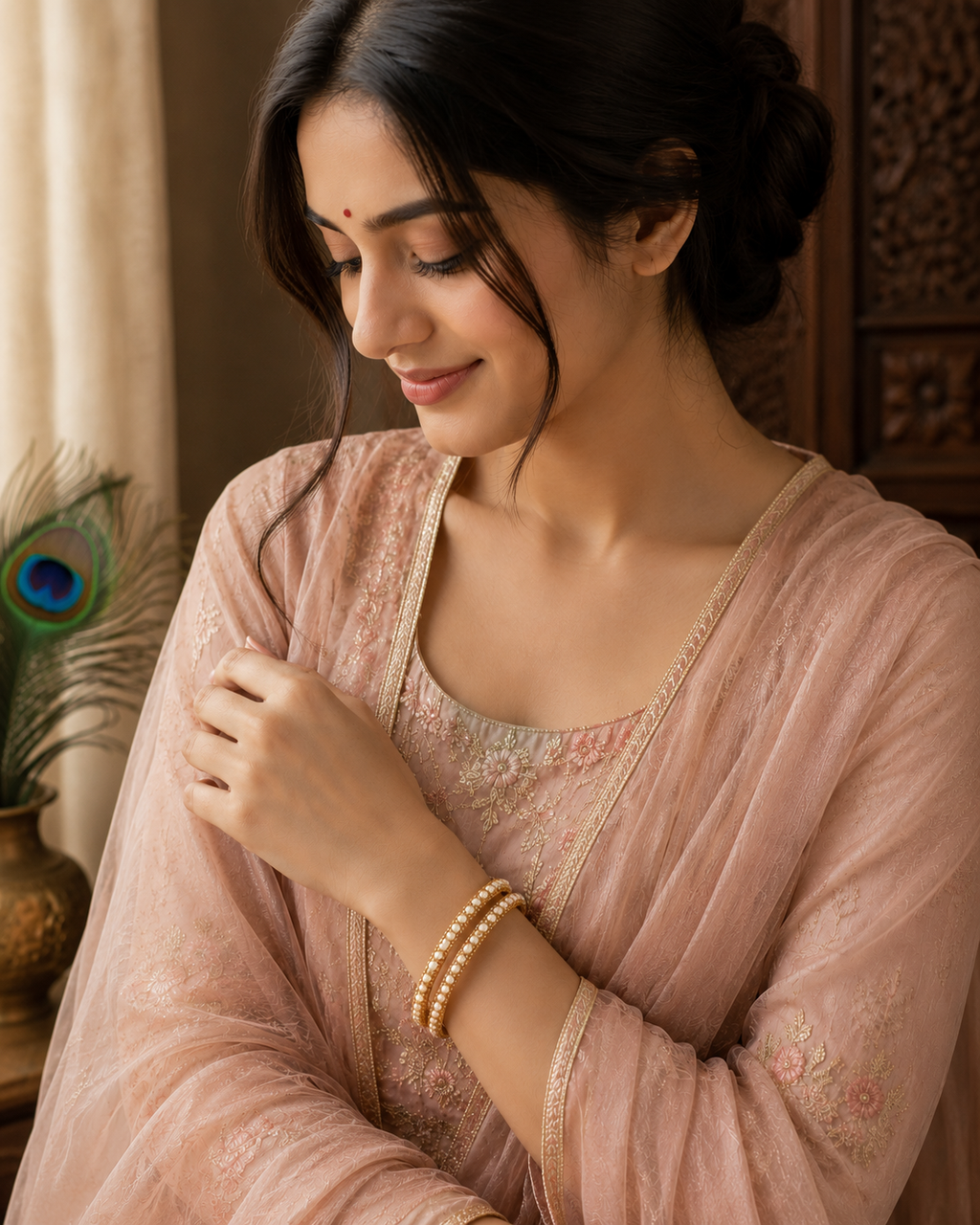 Pearl Gold Traditional Bangles