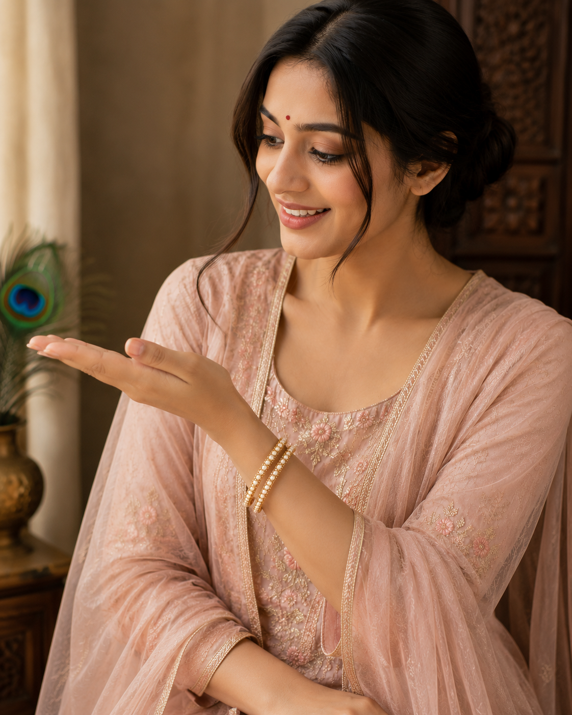 Pearl Gold Traditional Bangles