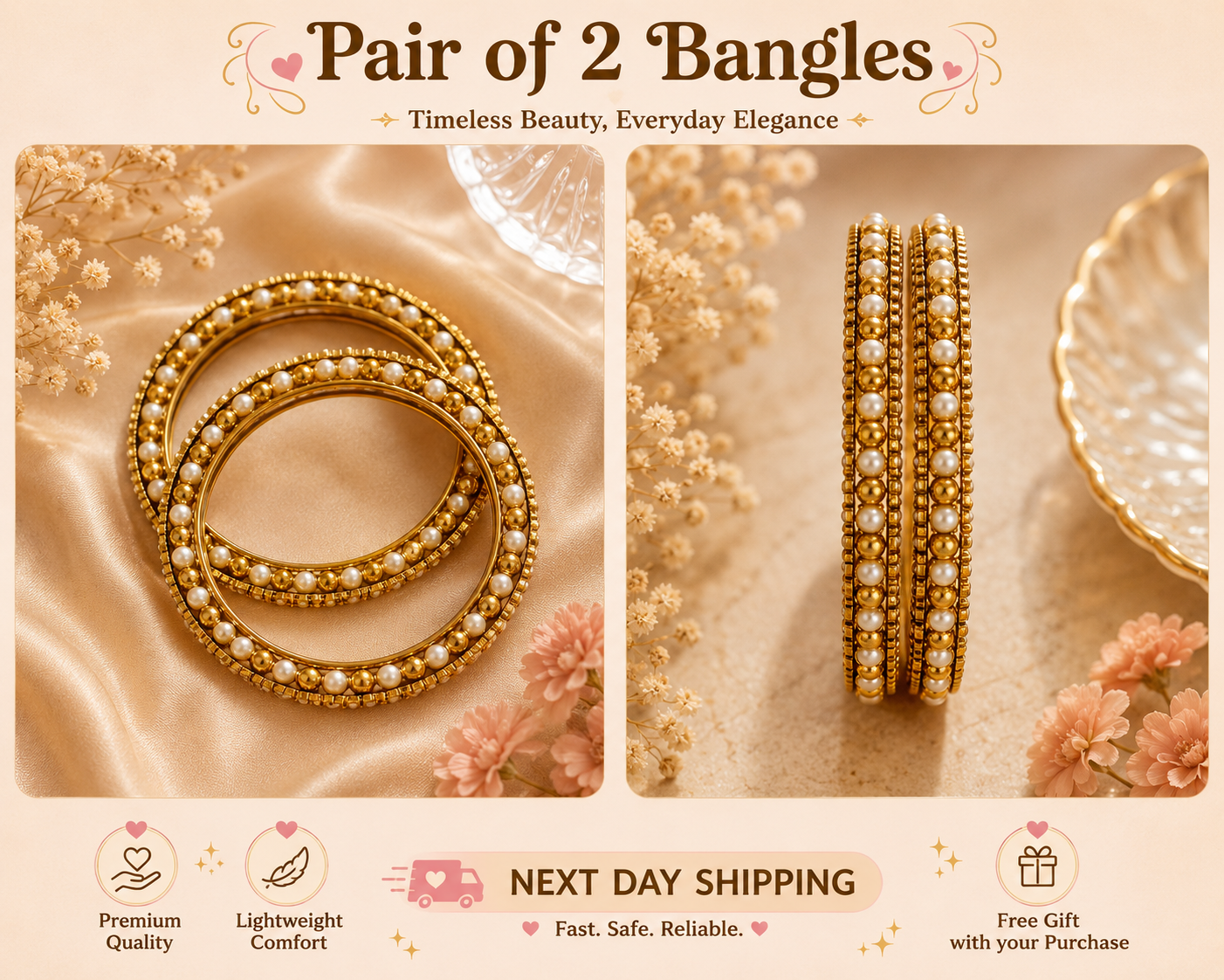 Pearl Gold Traditional Bangles