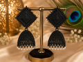 Traditional Black Jhumka Earrings for Women | Oxidised Ethnic Jewellery