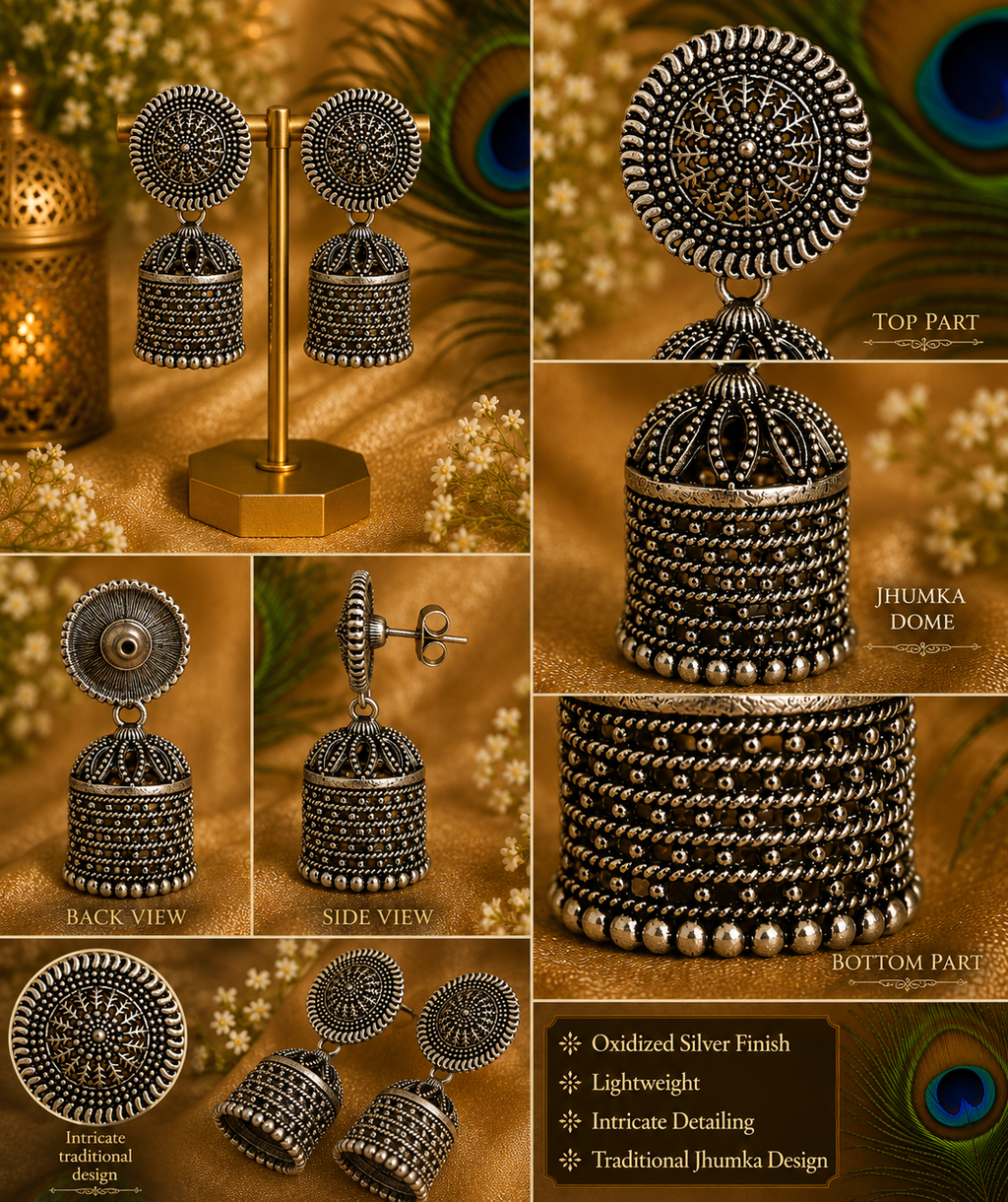 Navratri & Festive Oxidised Jhumka Earrings | Traditional Indian Jewellery