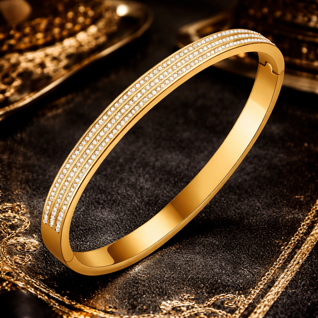 Gold CZ Bangle Bracelet