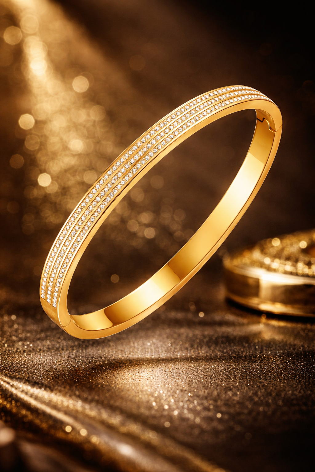 Gold CZ Bangle Bracelet