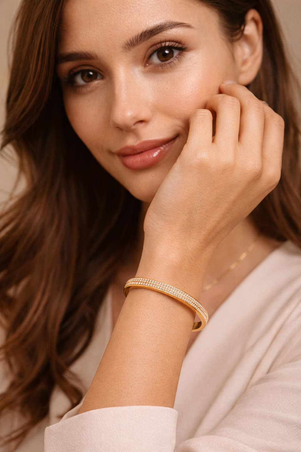 Gold CZ Bangle Bracelet