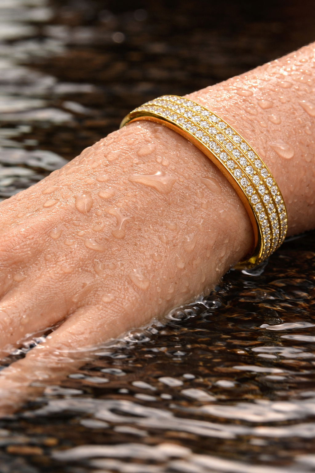 Gold CZ Bangle Bracelet