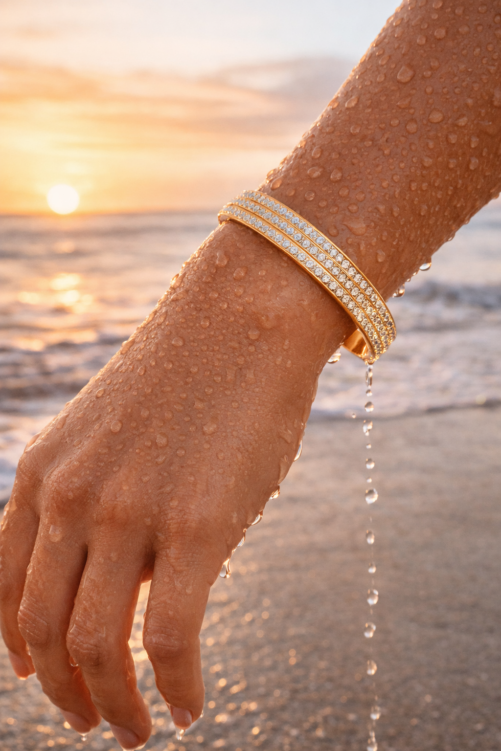 Gold CZ Bangle Bracelet