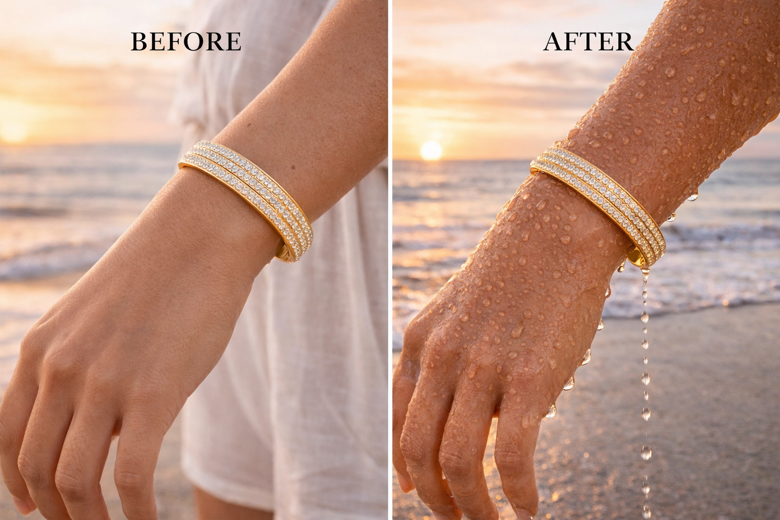 Gold CZ Bangle Bracelet