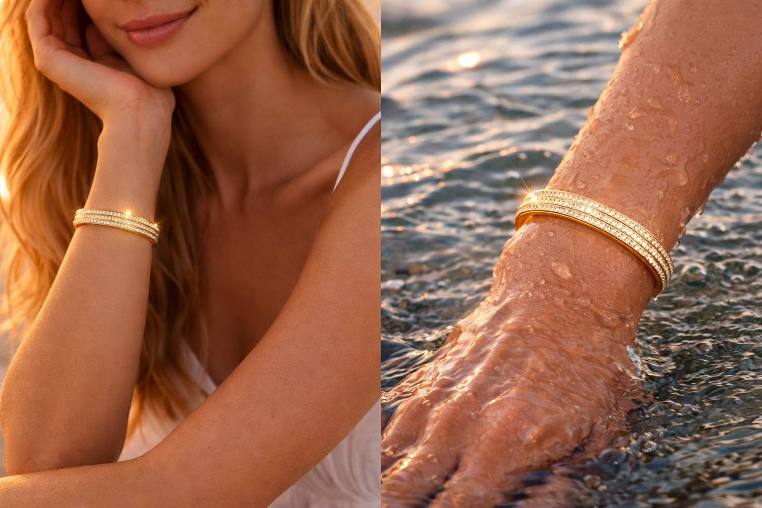 Gold CZ Bangle Bracelet