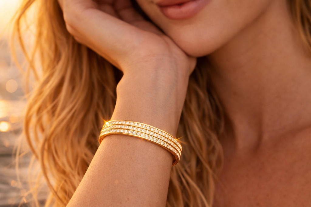 Gold CZ Bangle Bracelet