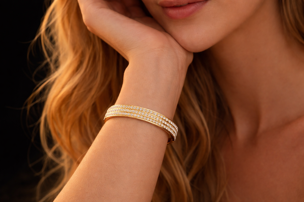 Gold CZ Bangle Bracelet