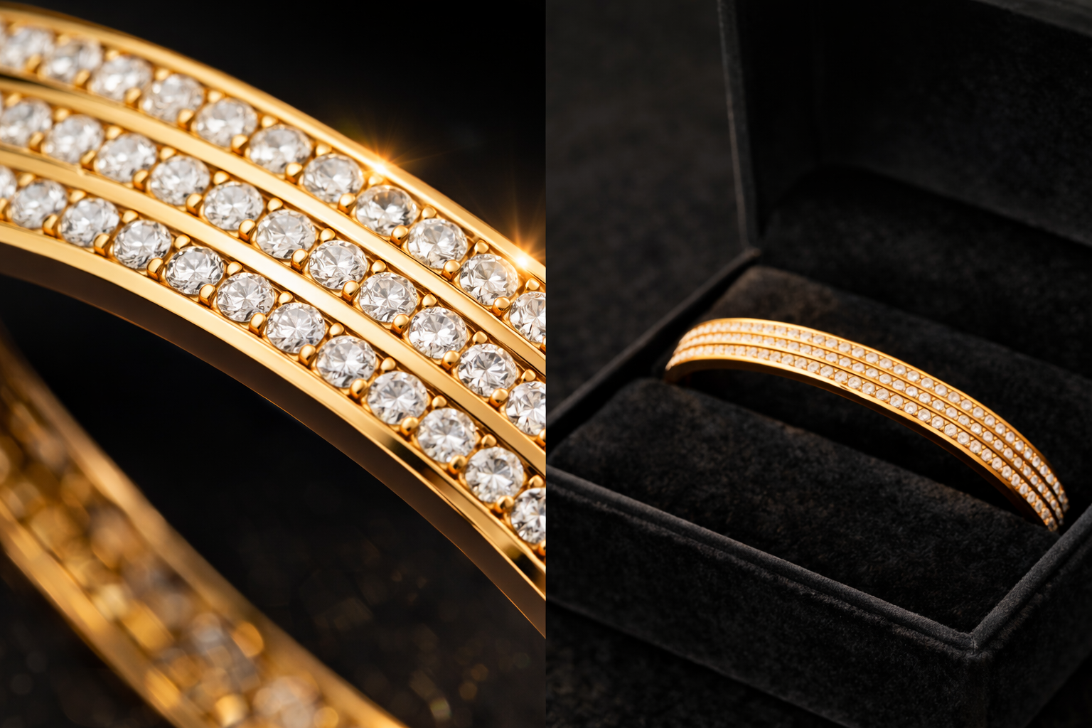 Gold CZ Bangle Bracelet
