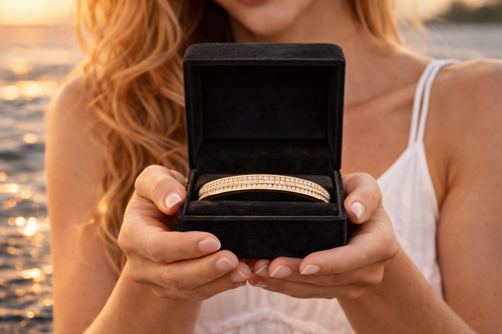 Gold CZ Bangle Bracelet